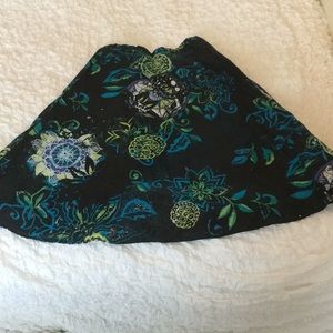 Chico's full skirt black with blue pattern